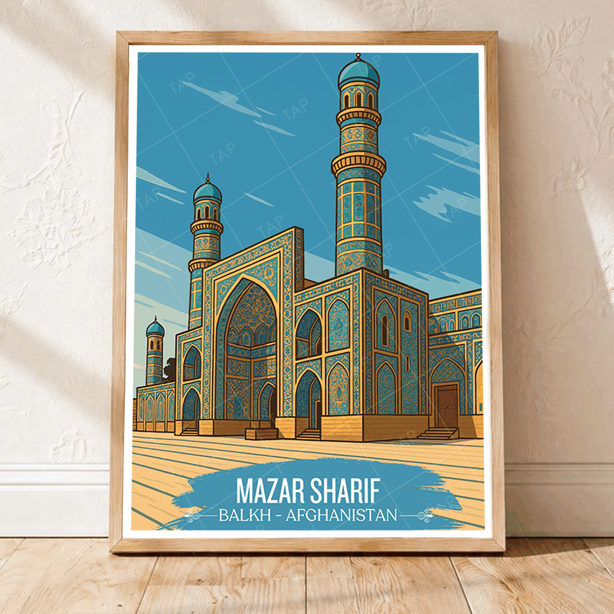 Mazar Sharif travel poster – artwork presentation view 1