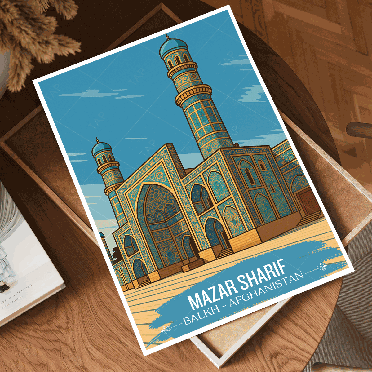 Mazar Sharif travel poster – artwork presentation view 4