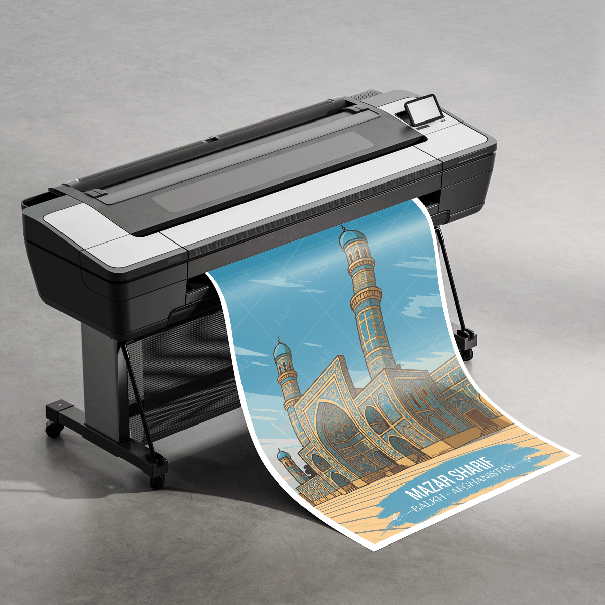 Mazar Sharif travel poster – artwork presentation view 8