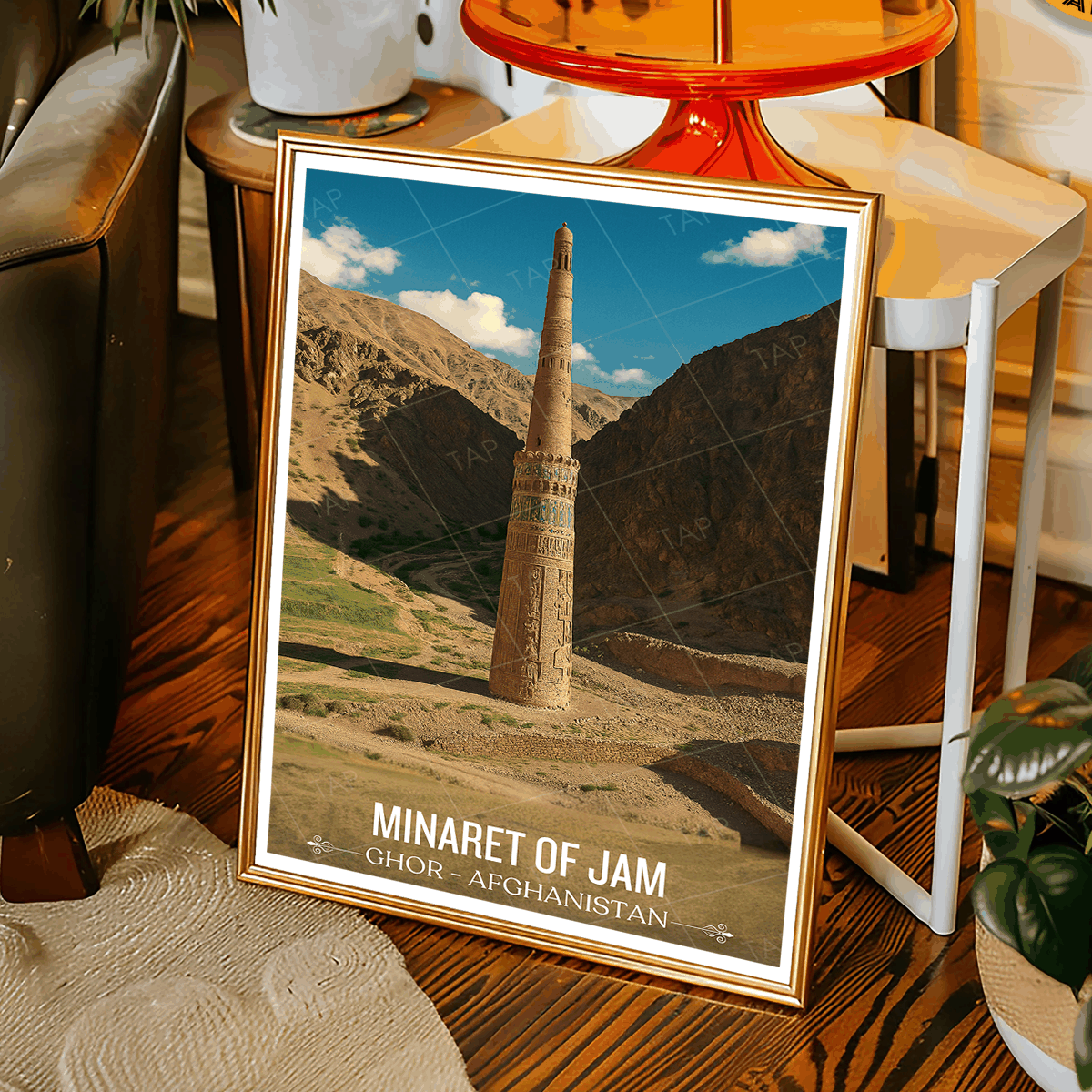 Minaret of Jam travel poster – artwork presentation view 3