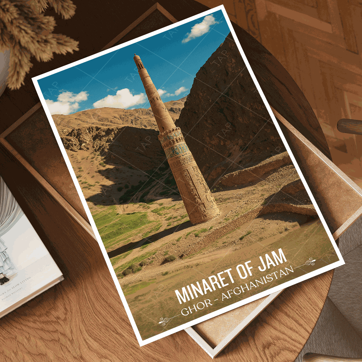 Minaret of Jam travel poster – artwork presentation view 4
