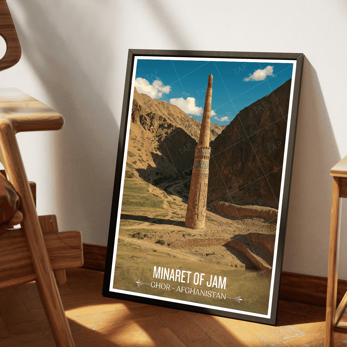 Minaret of Jam travel poster – artwork presentation view 6
