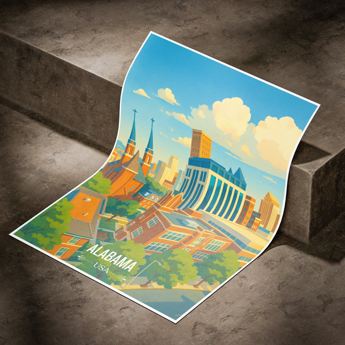 Alabama USA - Travel Wall Art Deco Poster Print