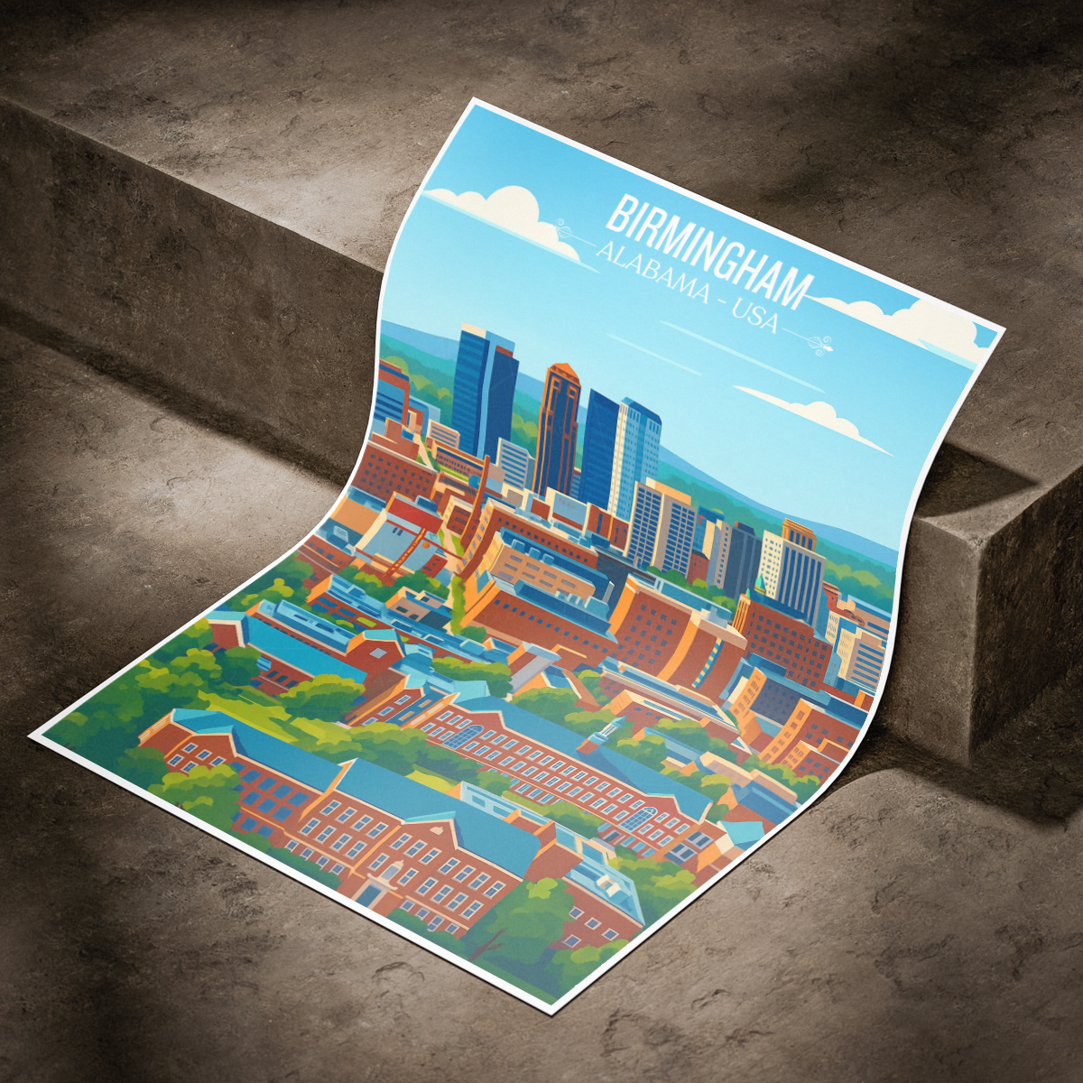 Birmingham - Alabama USA - Travel Wall Art Deco Poster Print