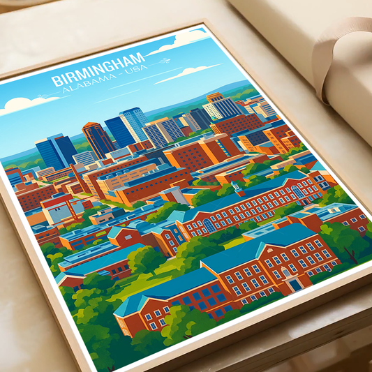 Birmingham - Alabama USA - Travel Wall Art Deco Poster Print - Art Print - Travel Art Poster