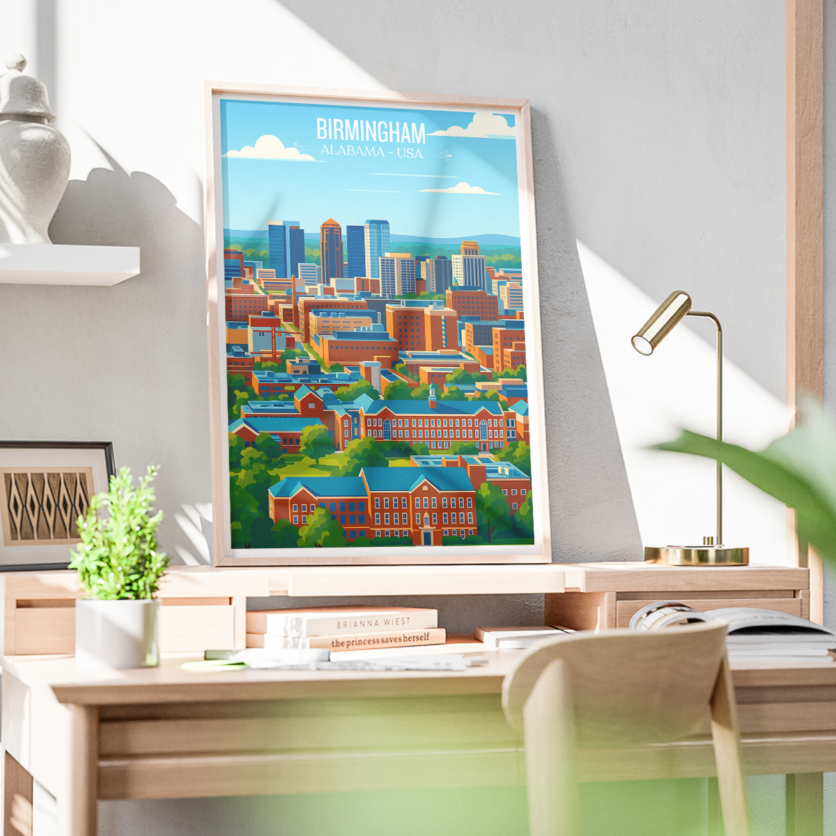 Birmingham - Alabama USA - Travel Wall Art Deco Poster Print