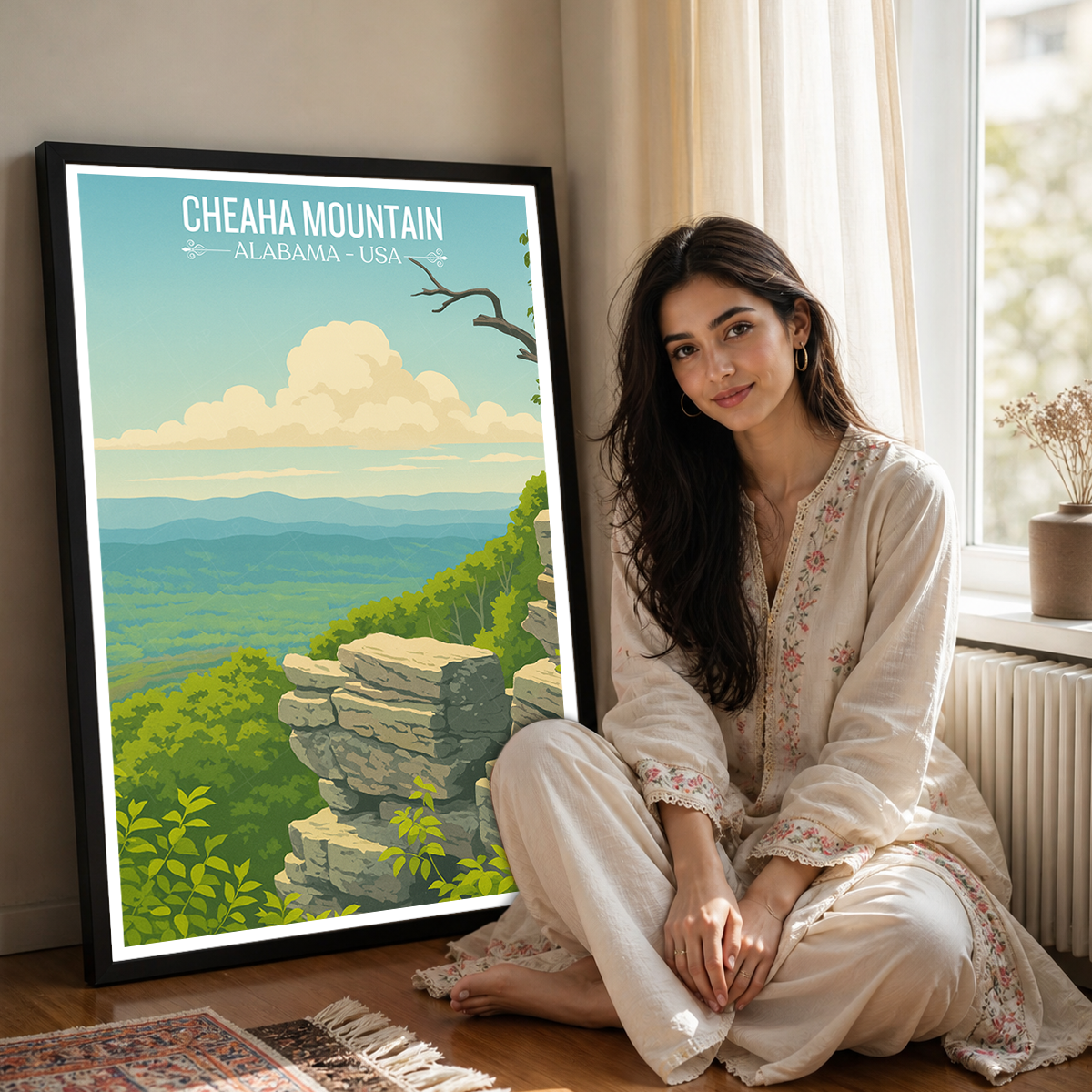 Cheaha Mountain - Alabama USA - Travel Wall Art Deco Poster Print