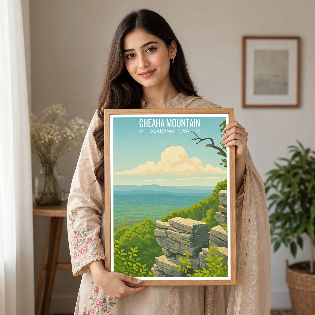 Cheaha Mountain - Alabama USA - Travel Wall Art Deco Poster Print