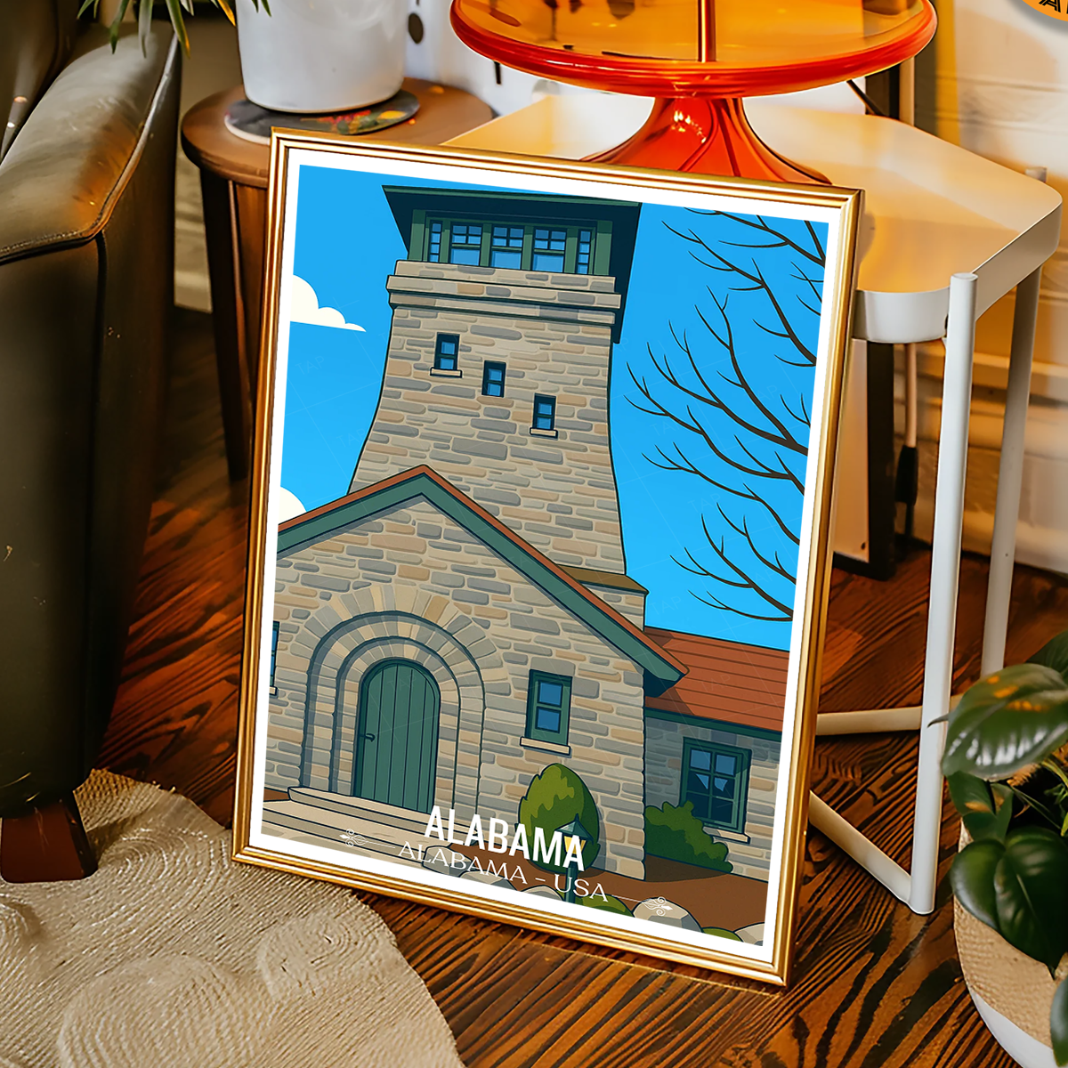 Cheaha National Park - Alabama USA - Travel Wall Art Deco Poster Print