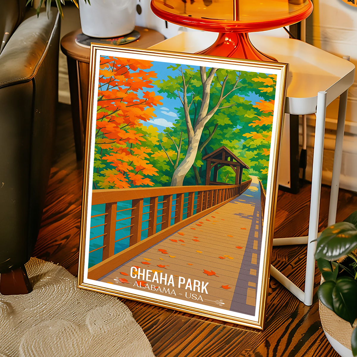 Cheaha Park - Alabama USA - Travel Wall Art Deco Poster Print