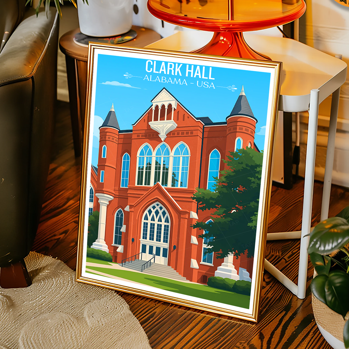Clark Hall - Alabama USA - Travel Wall Art Deco Poster Print