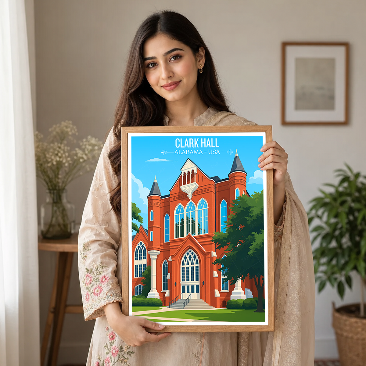 Clark Hall - Alabama USA - Travel Wall Art Deco Poster Print
