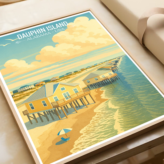Dauphin Island - Alabama USA - Travel Wall Art Deco Poster Print - Art Print - Travel Art Poster