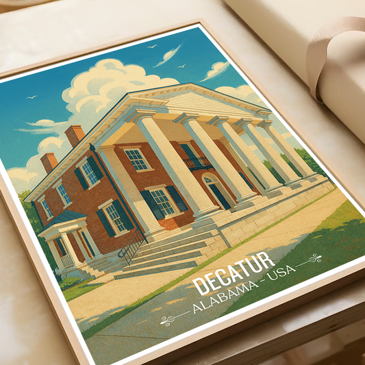 Decatur - Alabama USA - Travel Wall Art Deco Poster Print - Art Print - Travel Art Poster