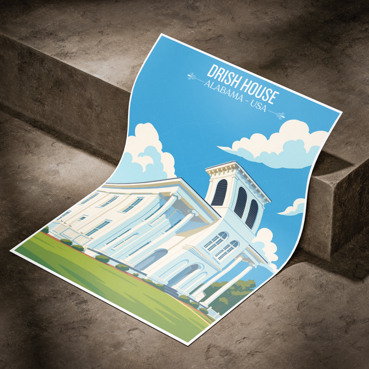 Drish House - Alabama USA - Travel Wall Art Deco Poster Print