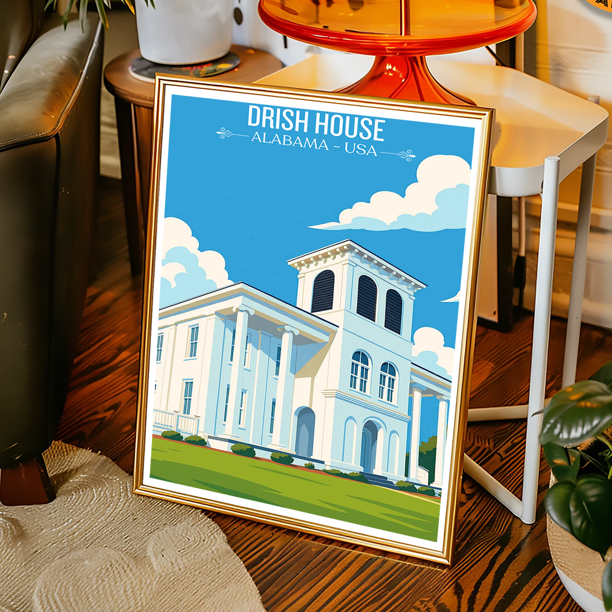 Drish House - Alabama USA - Travel Wall Art Deco Poster Print