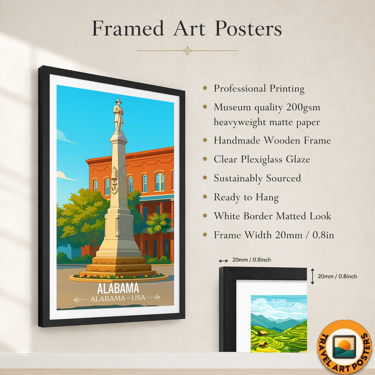Eufaula - Alabama USA - Travel Wall Art Deco Poster Print