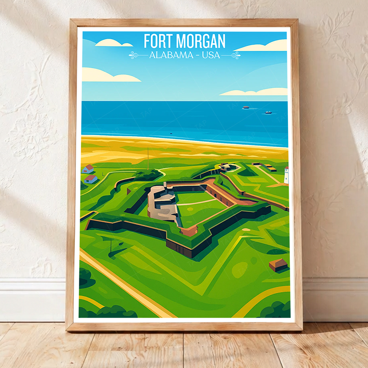Fort Morgan- Alabama USA - Travel Wall Art Deco Poster Print