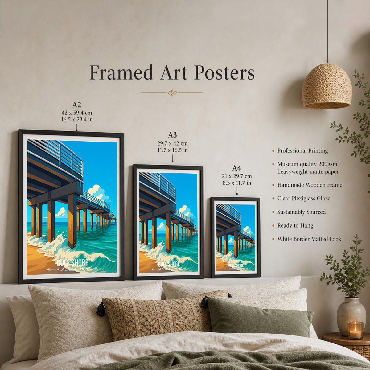 Gulf Shore - Alabama USA - Travel Wall Art Deco Poster Print