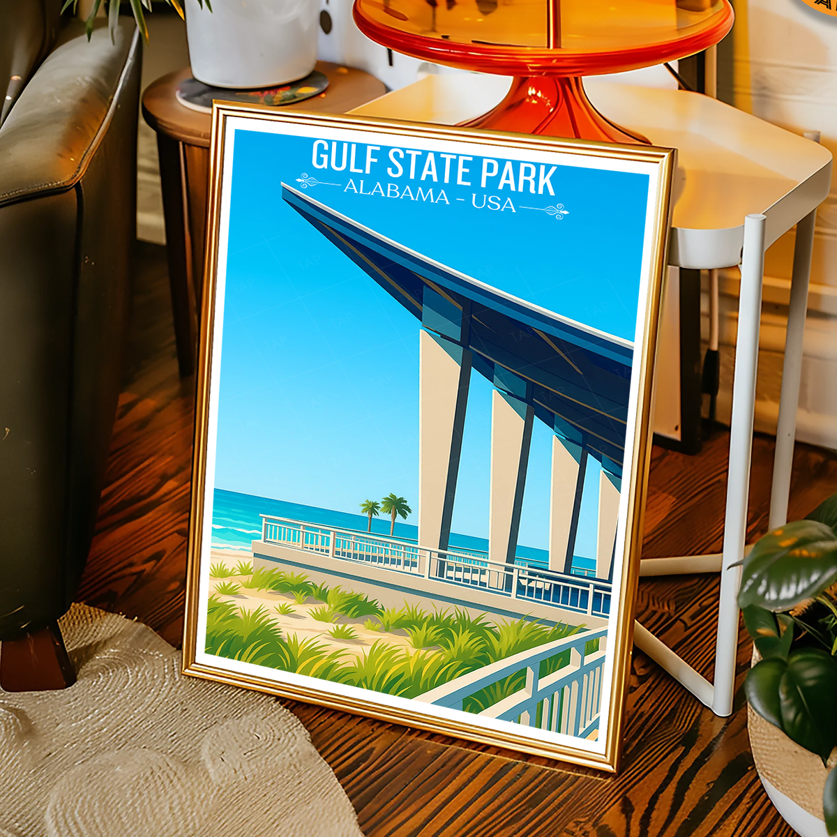 Gulf State Park - Alabama USA - Travel Wall Art Deco Poster Print