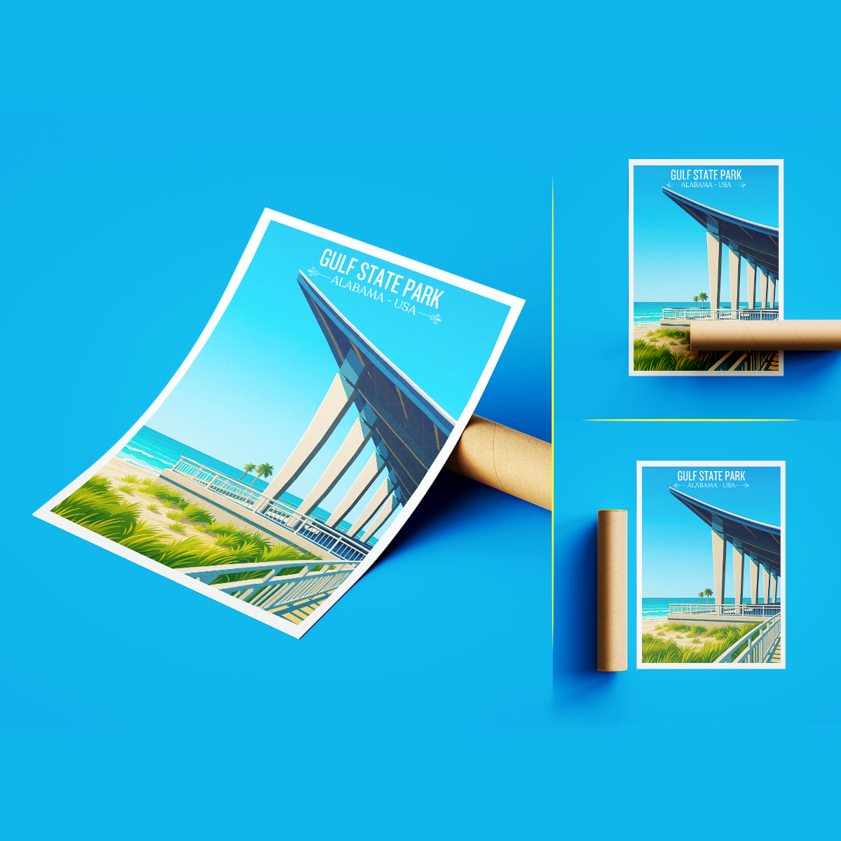 Gulf State Park - Alabama USA - Travel Wall Art Deco Poster Print