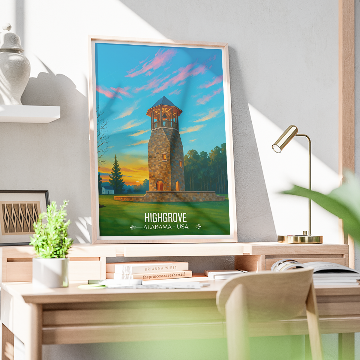 High Grove - Alabama USA - Travel Wall Art Deco Poster Print