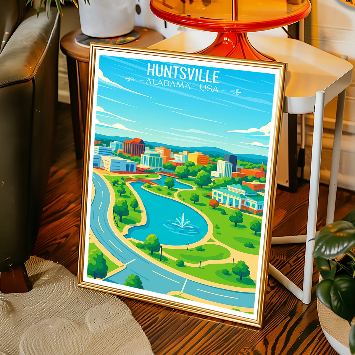 Huntsville - Alabama USA - Travel Wall Art Deco Poster Print