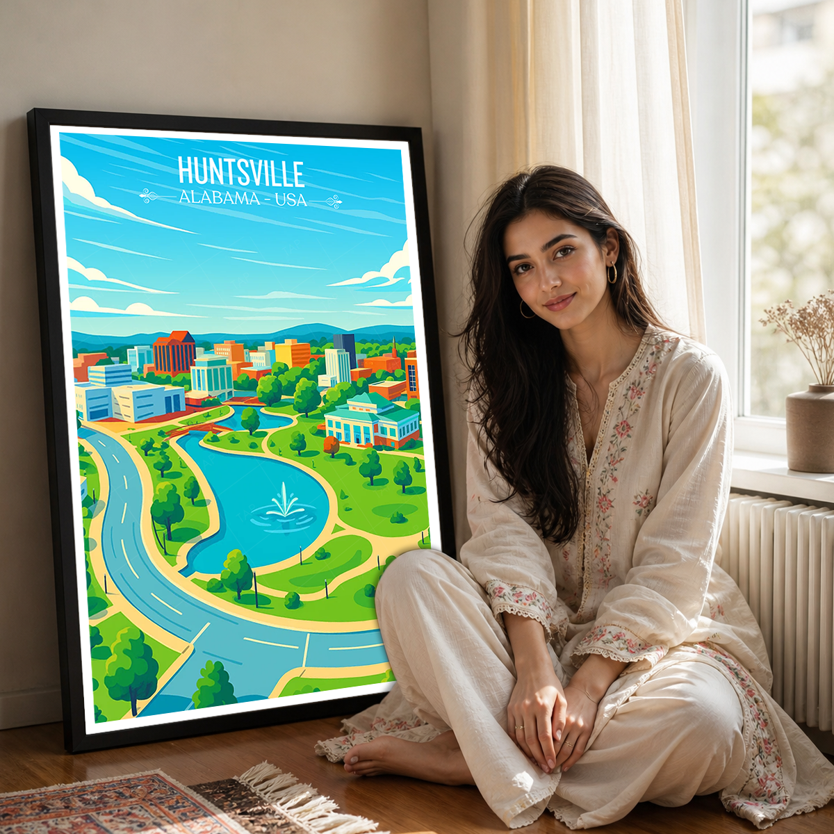 Huntsville - Alabama USA - Travel Wall Art Deco Poster Print