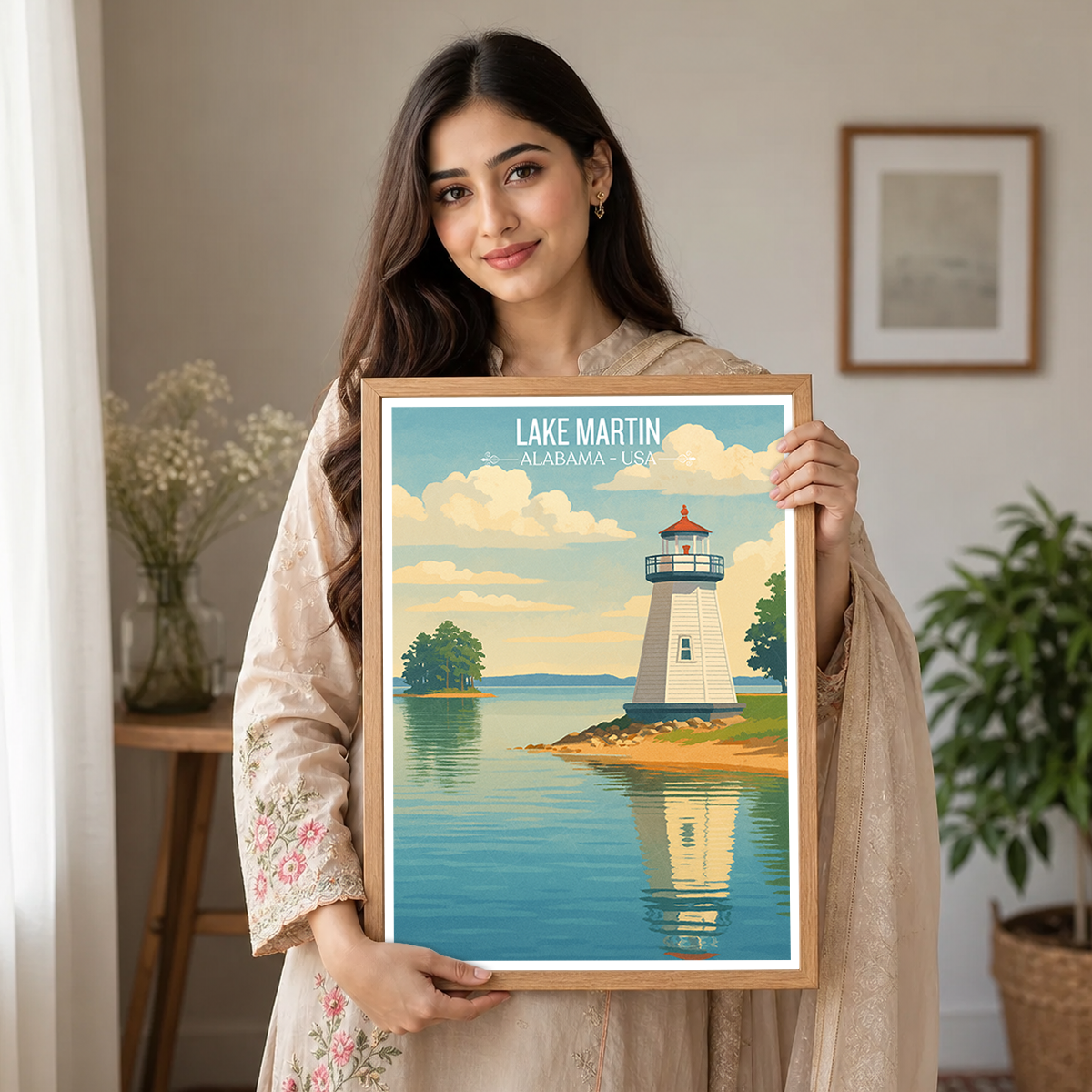 Lake Martin - Alabama USA - Travel Wall Art Deco Poster Print