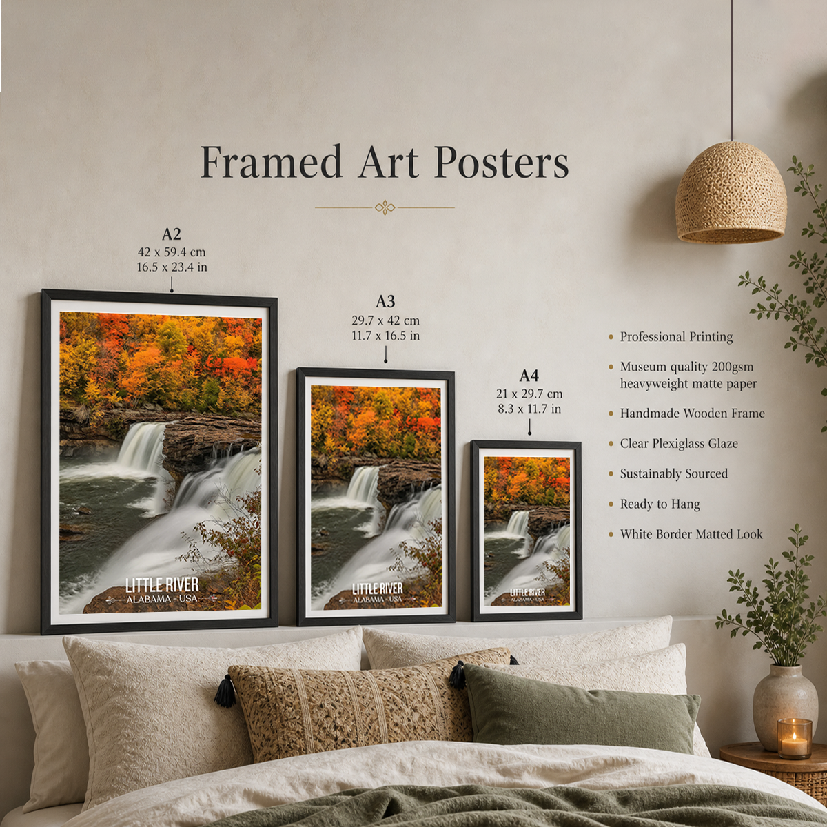 Little River 1 - Alabama USA - Travel Wall Art Deco Poster Print