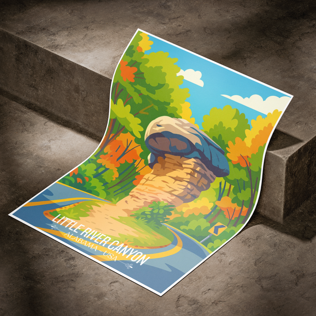 Little River Canyon - Alabama USA - Travel Wall Art Deco Poster Print