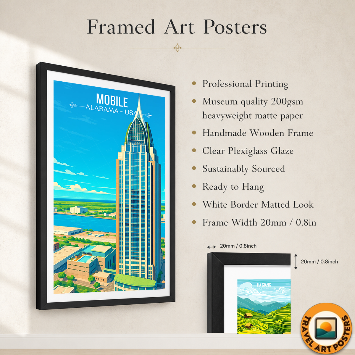 Mobile - Alabama USA - Travel Wall Art Deco Poster Print