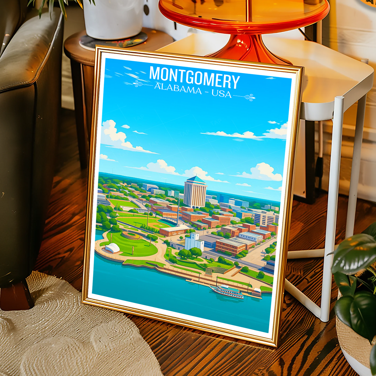 Montgomery - Alabama USA - Travel Wall Art Deco Poster Print
