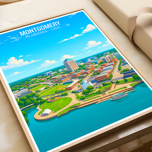 Montgomery - Alabama USA - Travel Wall Art Deco Poster Print - Art Print - Travel Art Poster