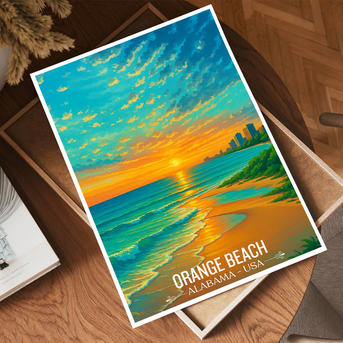 Orange Beach - Alabama USA - Travel Wall Art Deco Poster Print