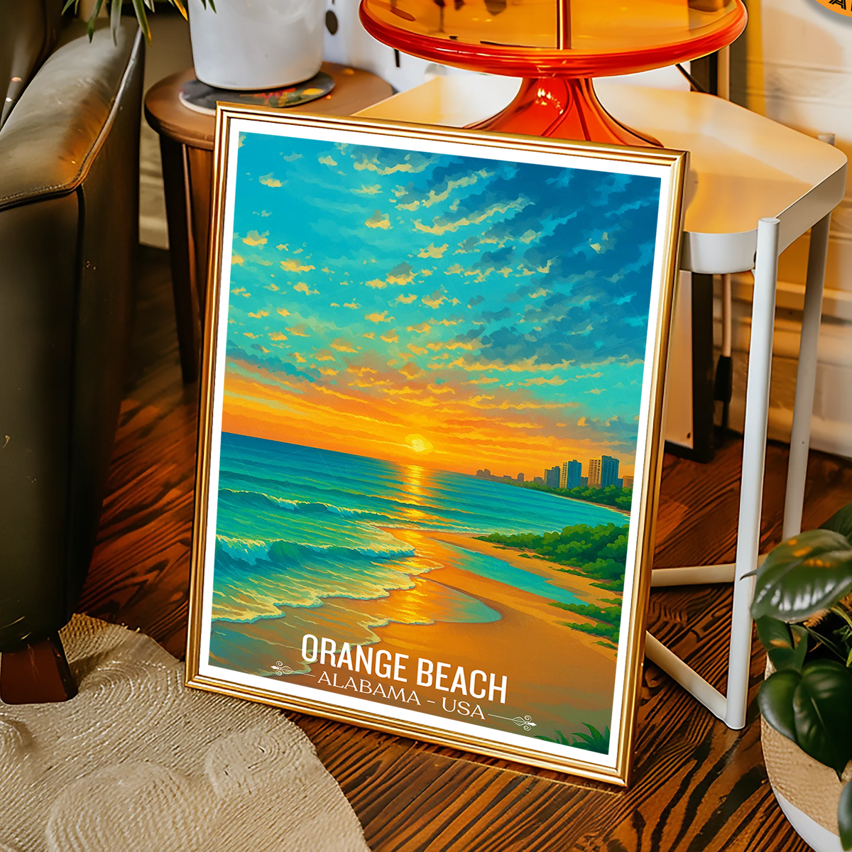 Orange Beach - Alabama USA - Travel Wall Art Deco Poster Print