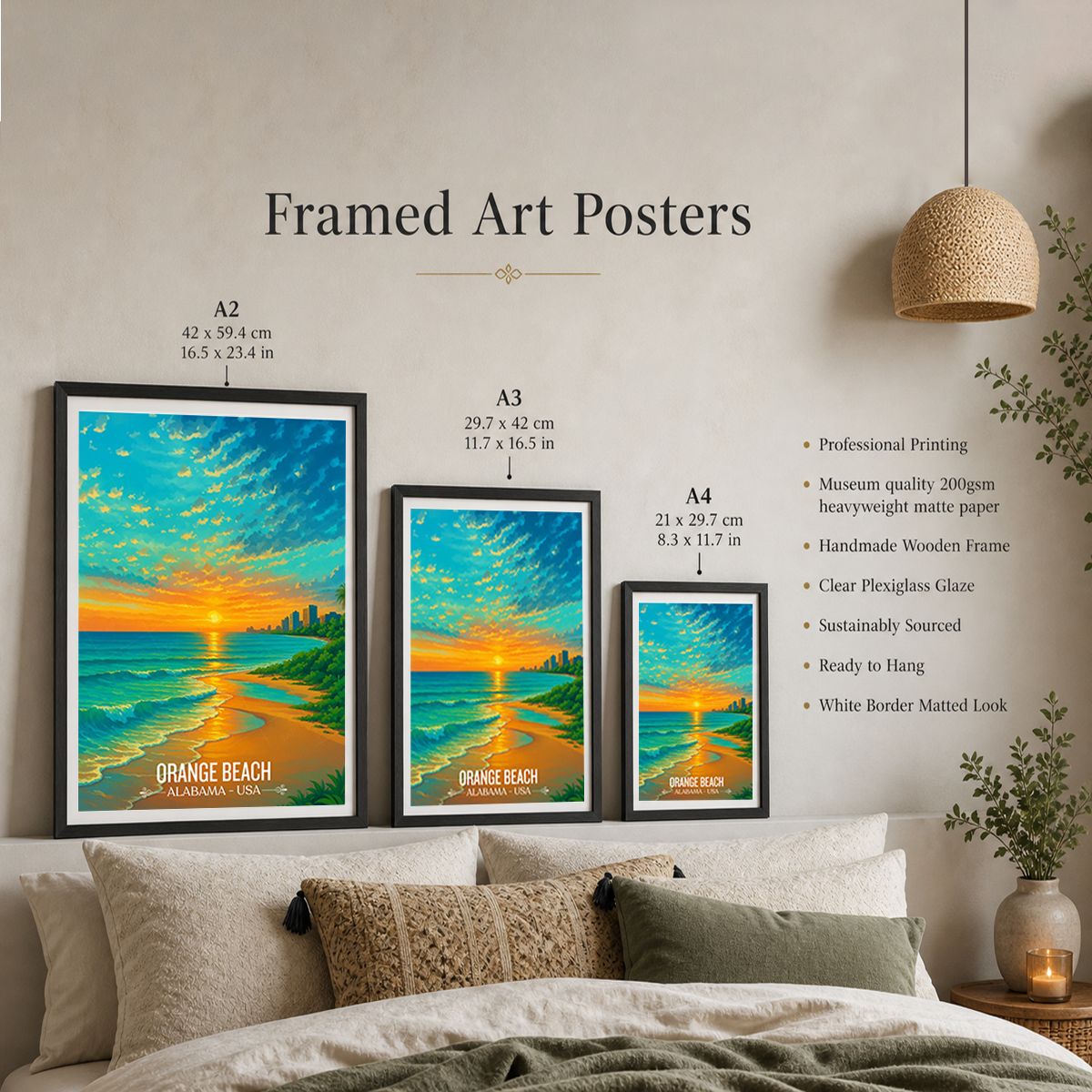 Orange Beach - Alabama USA - Travel Wall Art Deco Poster Print