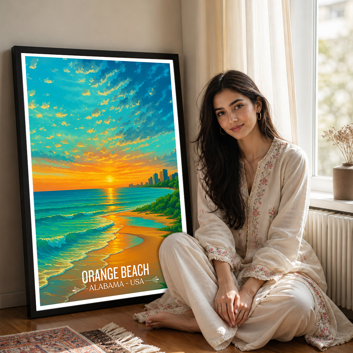 Orange Beach - Alabama USA - Travel Wall Art Deco Poster Print