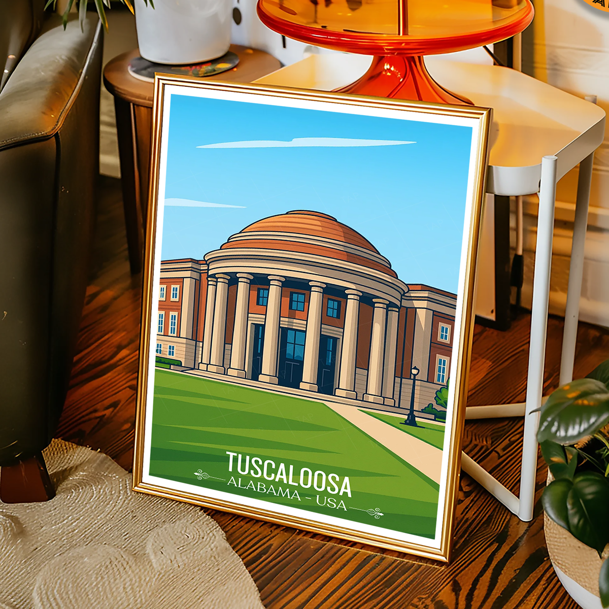 Tuscaloosa - Alabama USA - Travel Wall Art Deco Poster Print