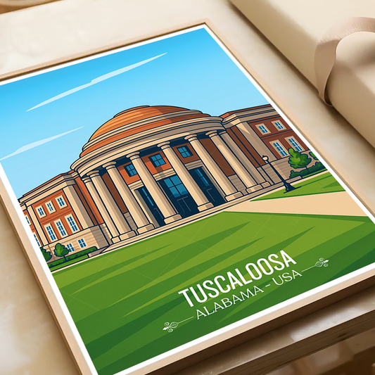 Tuscaloosa - Alabama USA - Travel Wall Art Deco Poster Print - Art Print - Travel Art Poster