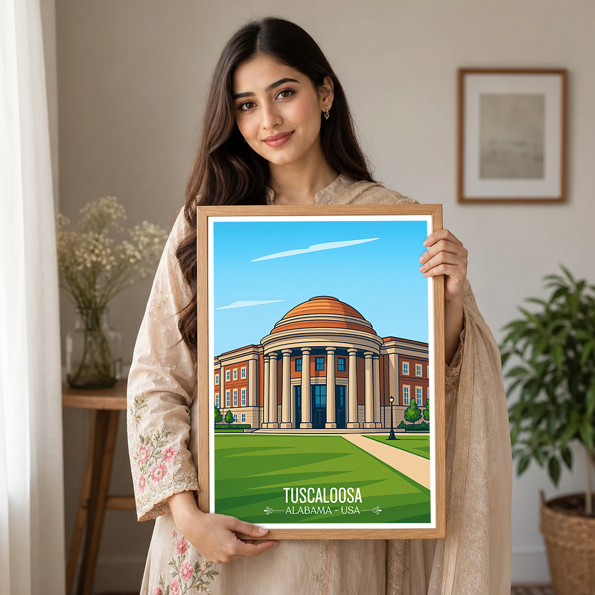 Tuscaloosa - Alabama USA - Travel Wall Art Deco Poster Print