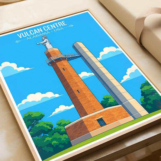 Vulcan Centre - Alabama USA - Travel Wall Art Deco Poster Print - Art Print - Travel Art Poster