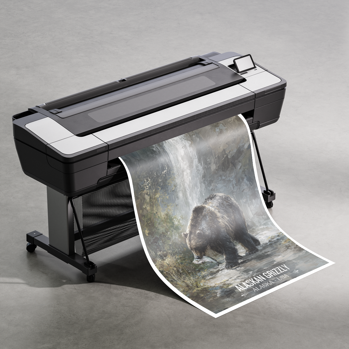 Alaskan Grizzly - Alaska - Travel Poster Print Modern Style Wall Art