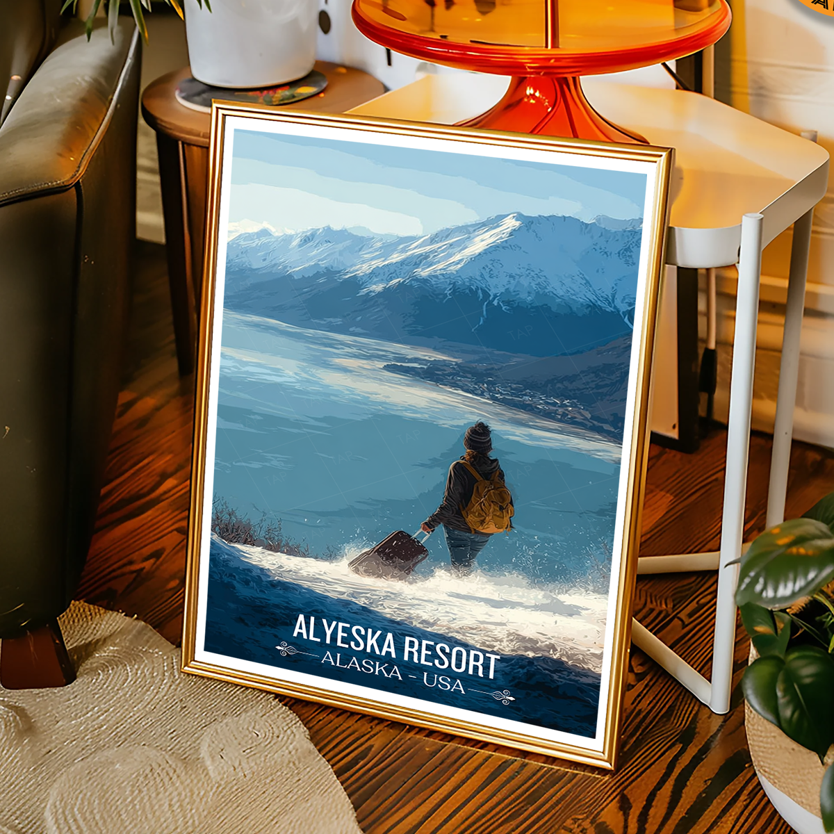 Alyeska Resort - Alaska - Travel Poster Print Modern Style Wall Art