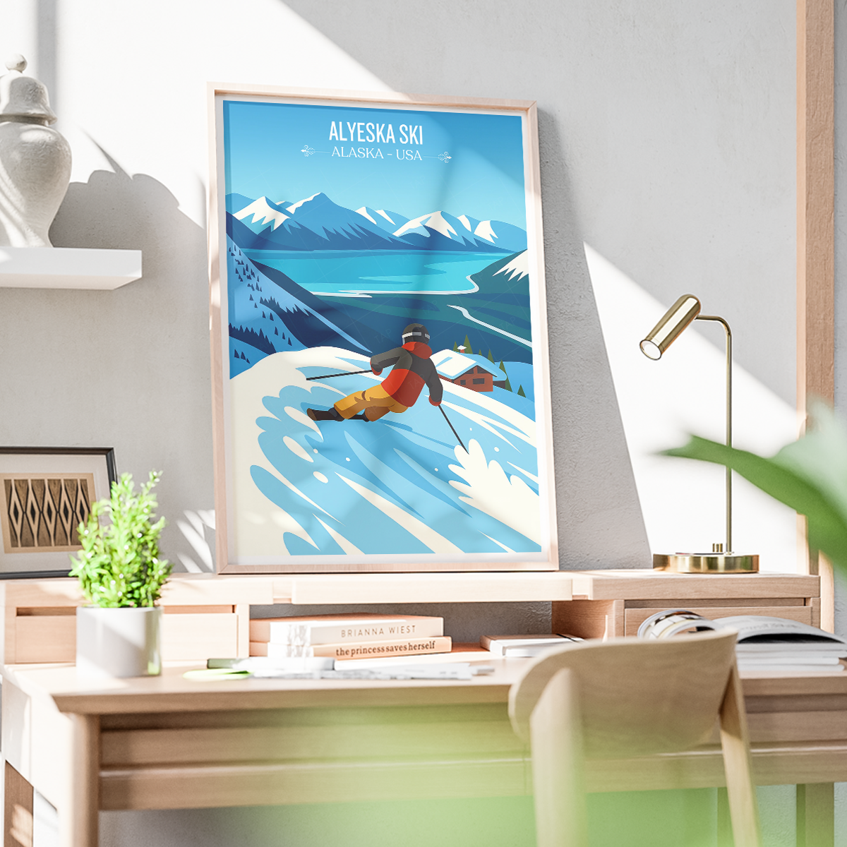 Alyeska Ski - Alaska - Travel Poster Print Modern Style Wall Art