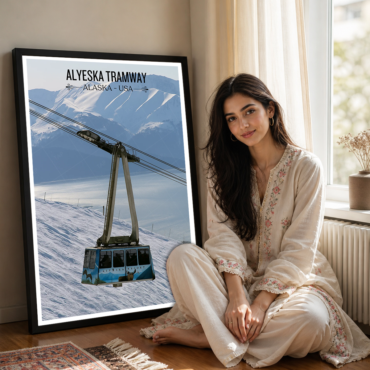Alyeska Tramway - Alaska - Travel Poster Print Modern Style Wall Art