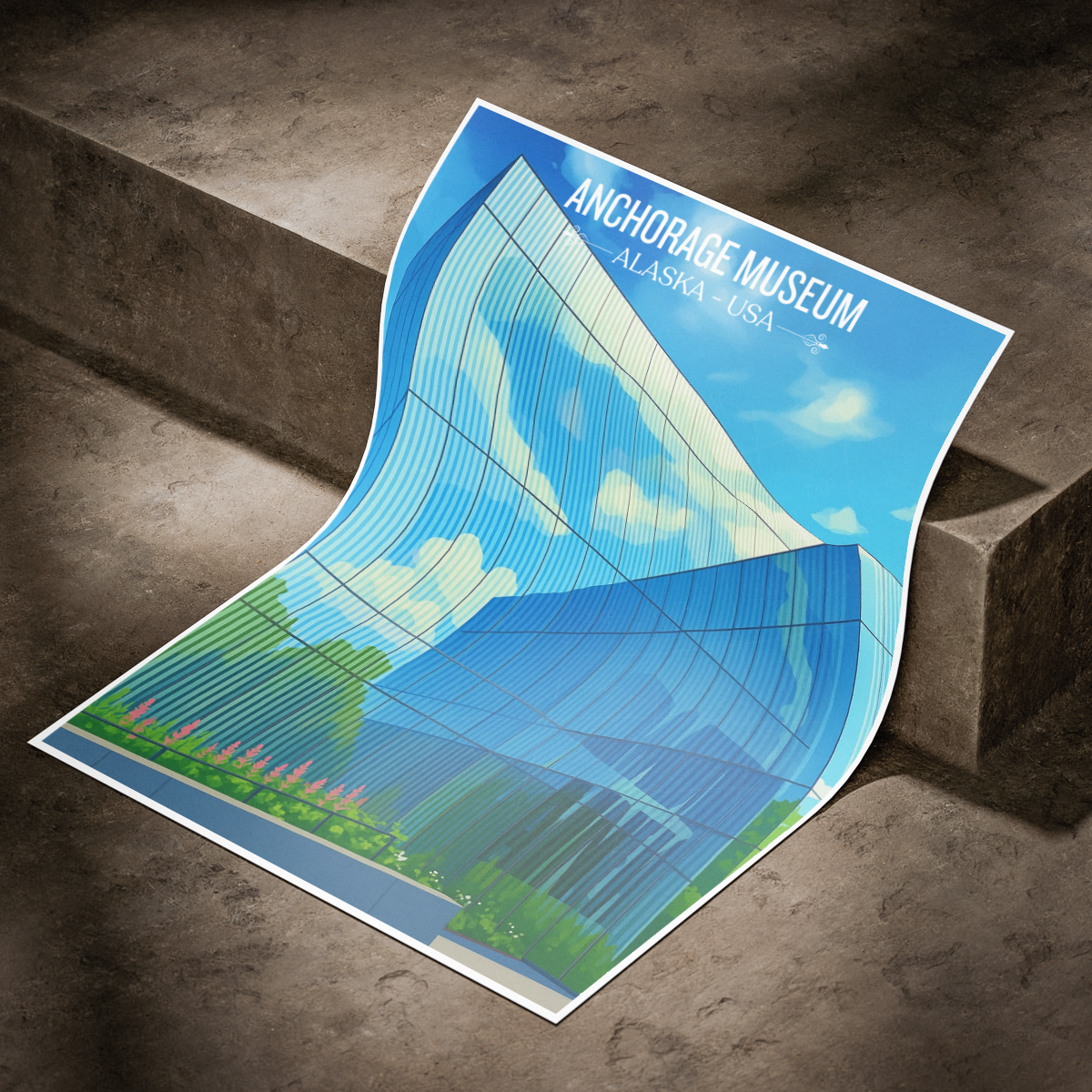 Anchorage Museum - Alaska - Travel Poster Print Modern Style Wall Art