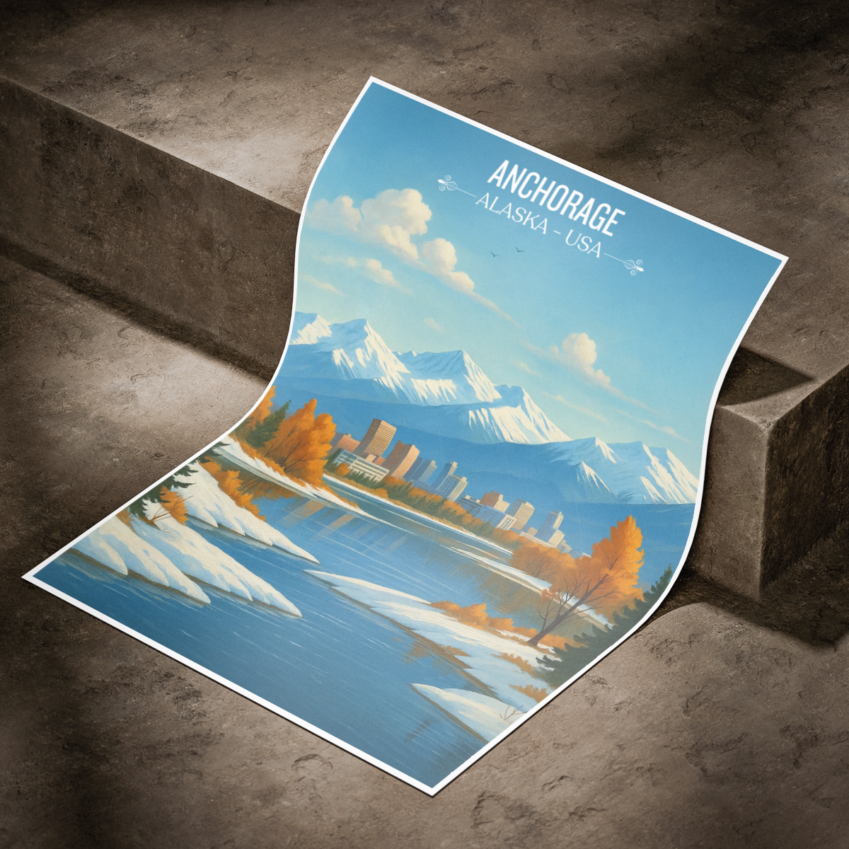 Anchorage - Alaska - Travel Poster Print Modern Style Wall Art