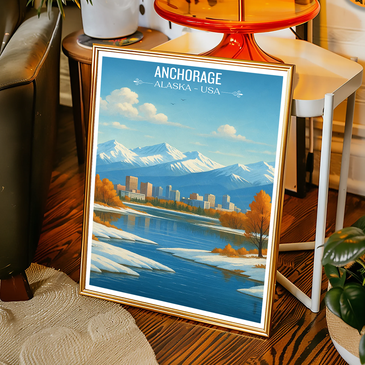 Anchorage - Alaska - Travel Poster Print Modern Style Wall Art