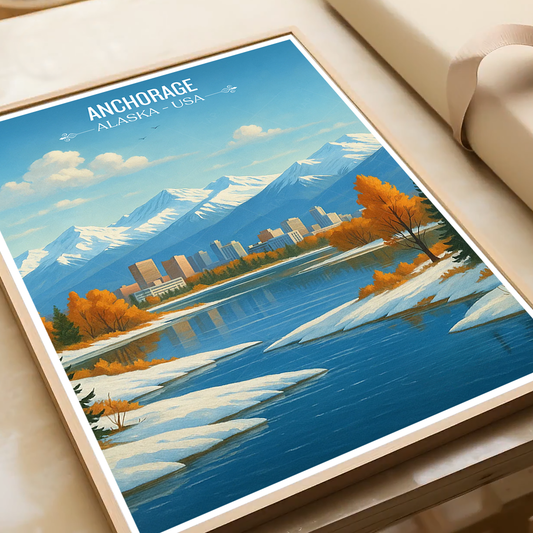 Anchorage - Alaska - Travel Poster Print Modern Style Wall Art - Art Print - Travel Art Poster